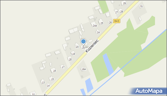 Kozieniec, Kozieniec, 21, mapa Kozieniec