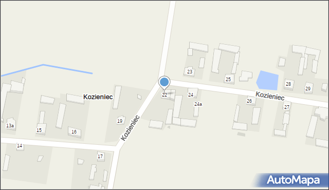 Kozieniec, Kozieniec, 22, mapa Kozieniec