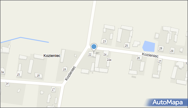 Kozieniec, Kozieniec, 22A, mapa Kozieniec