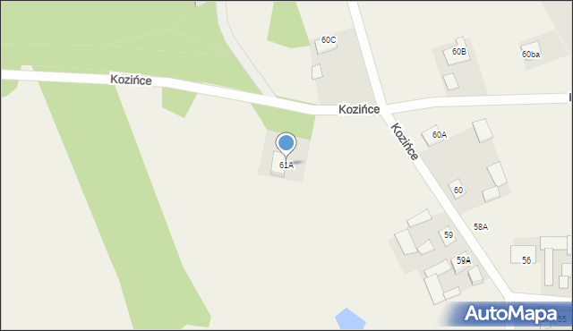 Kozińce, Kozińce, 61A, mapa Kozińce