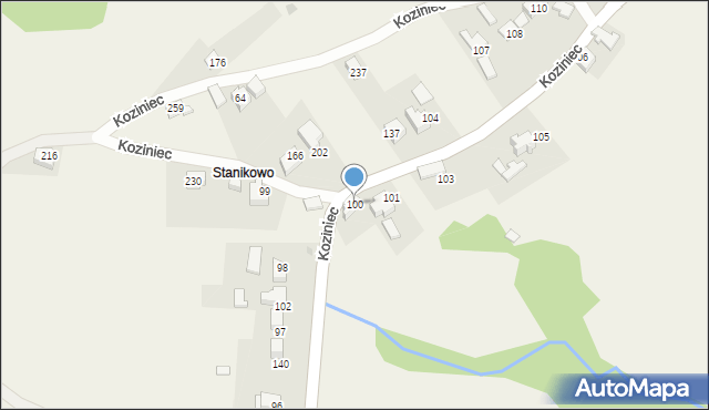 Koziniec, Koziniec, 100, mapa Koziniec
