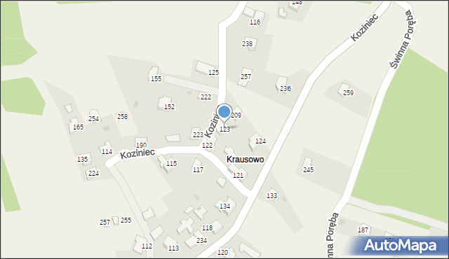 Koziniec, Koziniec, 123, mapa Koziniec