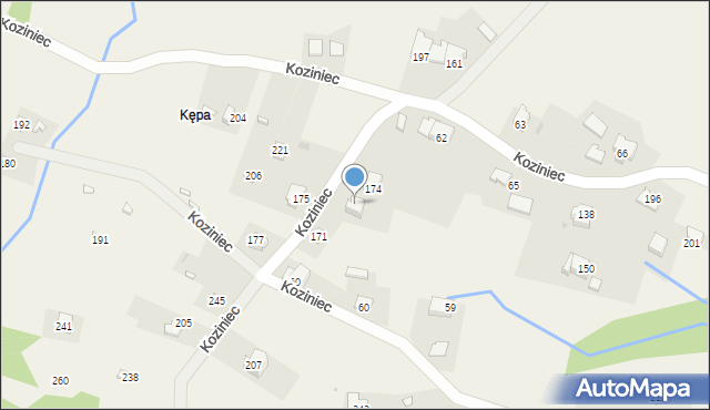 Koziniec, Koziniec, 210, mapa Koziniec