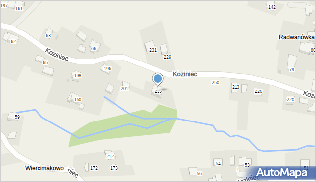 Koziniec, Koziniec, 215, mapa Koziniec