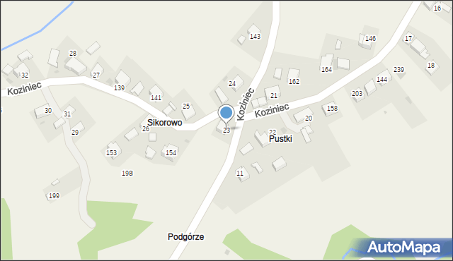 Koziniec, Koziniec, 23, mapa Koziniec