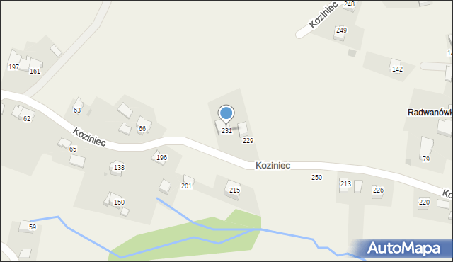 Koziniec, Koziniec, 231, mapa Koziniec