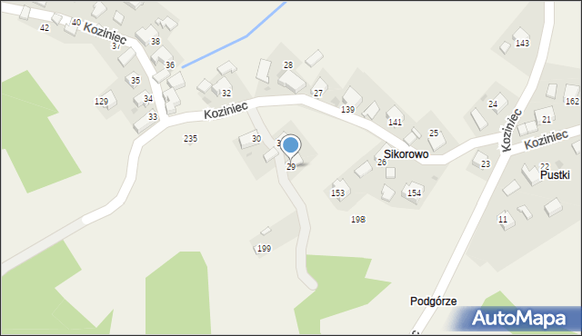 Koziniec, Koziniec, 29, mapa Koziniec