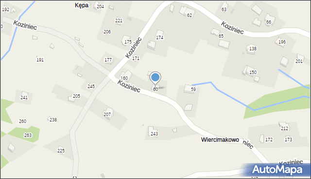 Koziniec, Koziniec, 60, mapa Koziniec