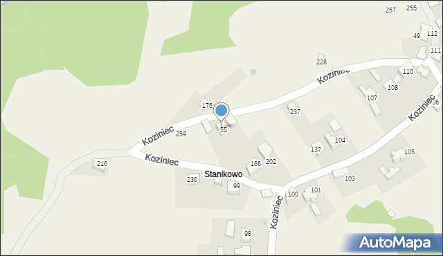 Koziniec, Koziniec, 64, mapa Koziniec