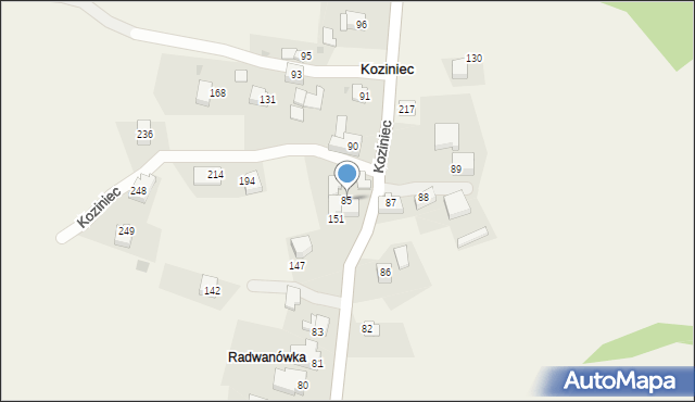 Koziniec, Koziniec, 85, mapa Koziniec