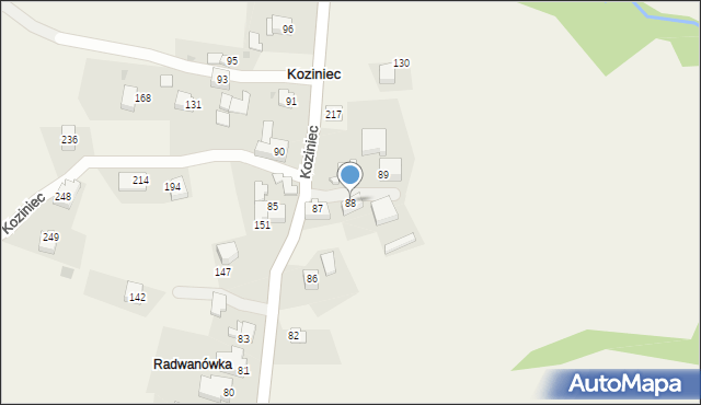 Koziniec, Koziniec, 88, mapa Koziniec