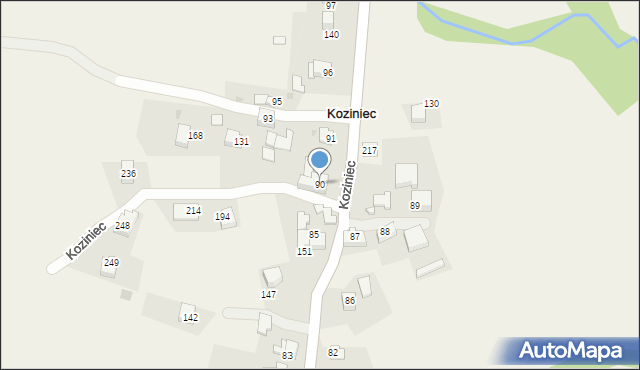 Koziniec, Koziniec, 90, mapa Koziniec