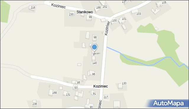 Koziniec, Koziniec, 97, mapa Koziniec