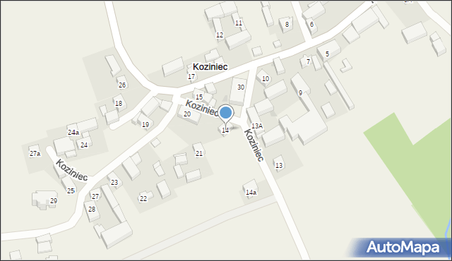 Koziniec, Koziniec, 14, mapa Koziniec