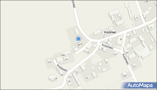 Koziniec, Koziniec, 18, mapa Koziniec