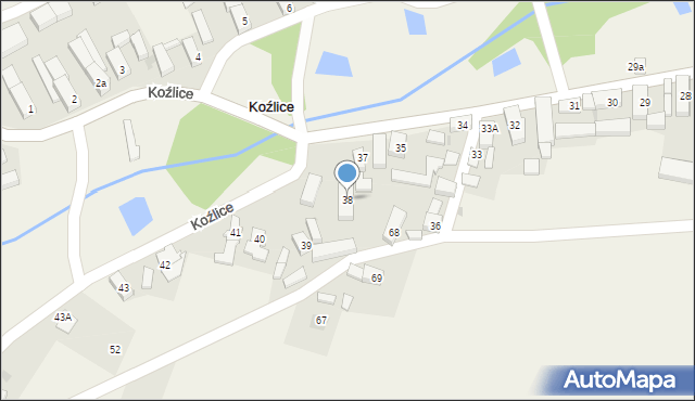 Koźlice, Koźlice, 38, mapa Koźlice