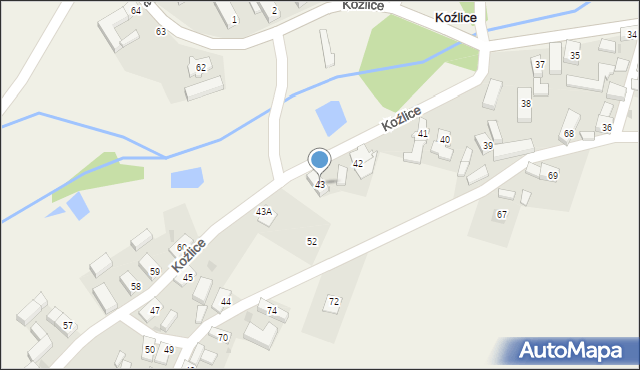 Koźlice, Koźlice, 43, mapa Koźlice