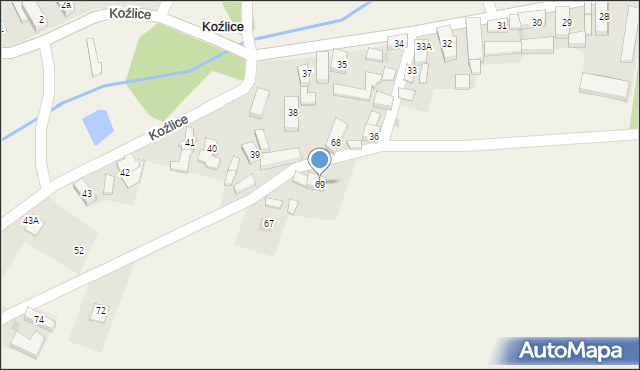 Koźlice, Koźlice, 69, mapa Koźlice