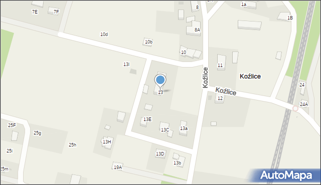 Koźlice, Koźlice, 13, mapa Koźlice