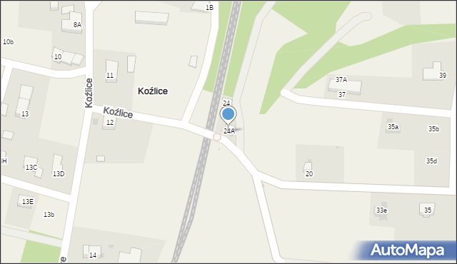 Koźlice, Koźlice, 24A, mapa Koźlice