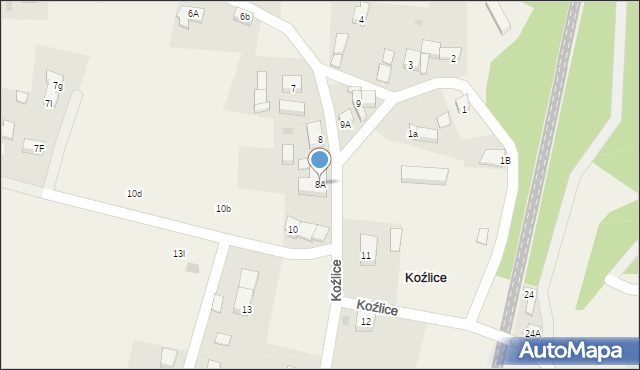 Koźlice, Koźlice, 8A, mapa Koźlice