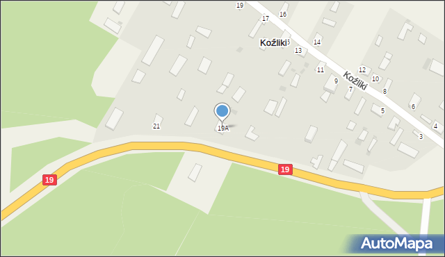 Koźliki, Koźliki, 19A, mapa Koźliki