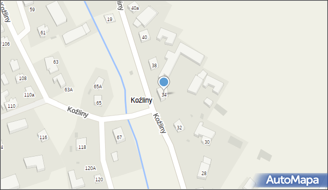 Koźliny, Koźliny, 34, mapa Koźliny