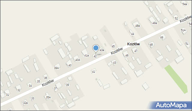 Kozłów, Kozłów, 42A, mapa Kozłów