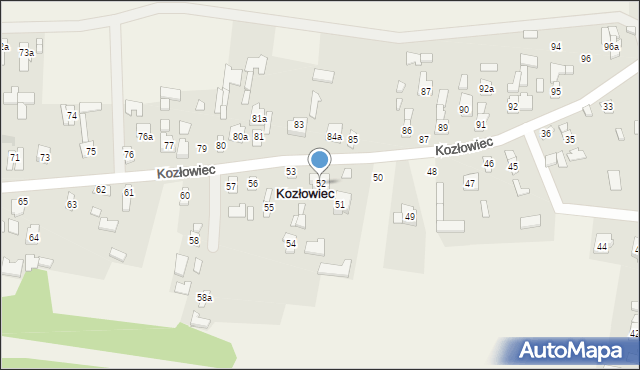 Kozłowiec, Kozłowiec, 52, mapa Kozłowiec