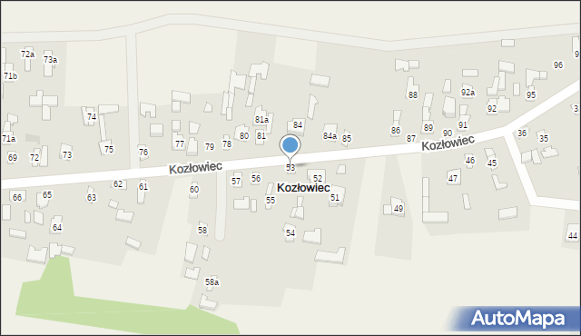 Kozłowiec, Kozłowiec, 53, mapa Kozłowiec