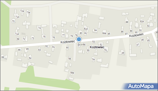 Kozłowiec, Kozłowiec, 57, mapa Kozłowiec