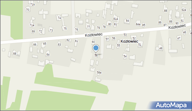 Kozłowiec, Kozłowiec, 58, mapa Kozłowiec