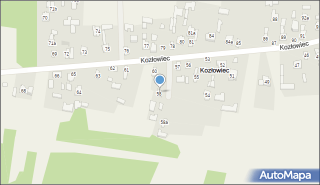 Kozłowiec, Kozłowiec, 59, mapa Kozłowiec