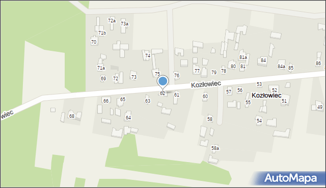 Kozłowiec, Kozłowiec, 62, mapa Kozłowiec