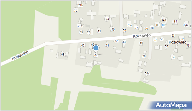 Kozłowiec, Kozłowiec, 64, mapa Kozłowiec