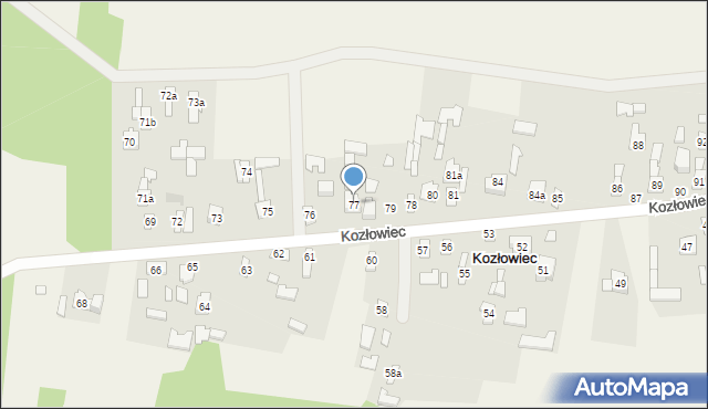 Kozłowiec, Kozłowiec, 77, mapa Kozłowiec