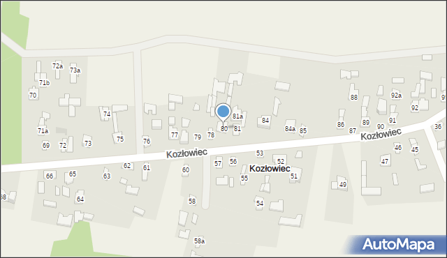 Kozłowiec, Kozłowiec, 80, mapa Kozłowiec