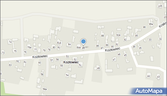 Kozłowiec, Kozłowiec, 85, mapa Kozłowiec