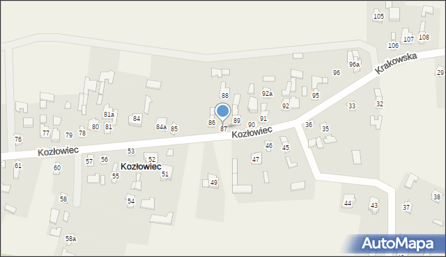 Kozłowiec, Kozłowiec, 87, mapa Kozłowiec