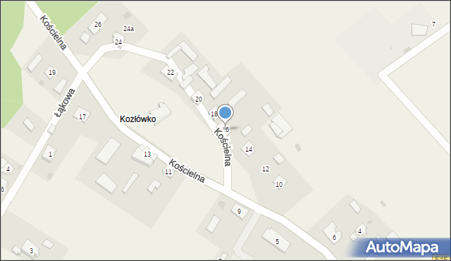 Kozłowo, Kościelna, 16, mapa Kozłowo