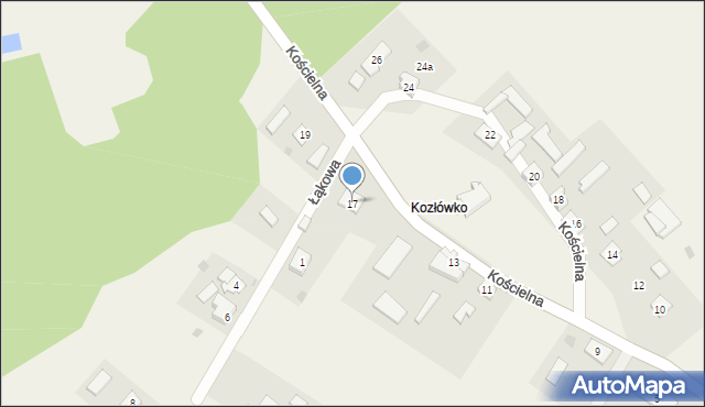 Kozłowo, Kościelna, 17, mapa Kozłowo