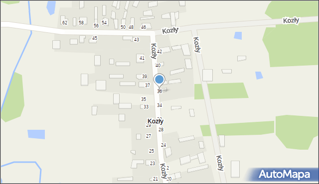 Kozły, Kozły, 36, mapa Kozły