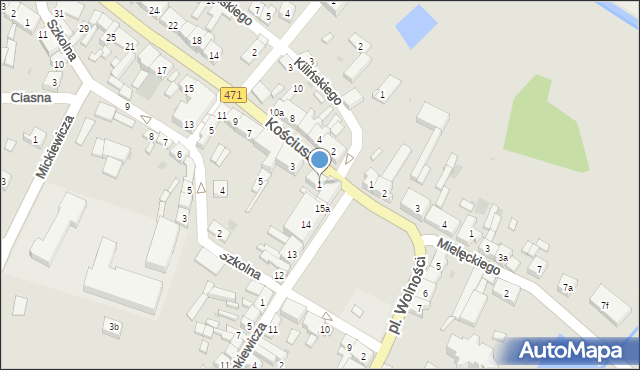 Koźminek, Kościuszki Tadeusza, gen., 1, mapa Koźminek