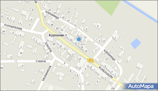 Koźminek, Kościuszki Tadeusza, gen., 20, mapa Koźminek