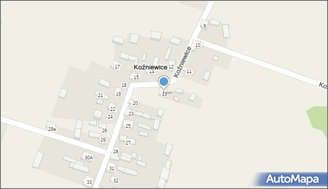 Koźniewice, Koźniewice, 13, mapa Koźniewice