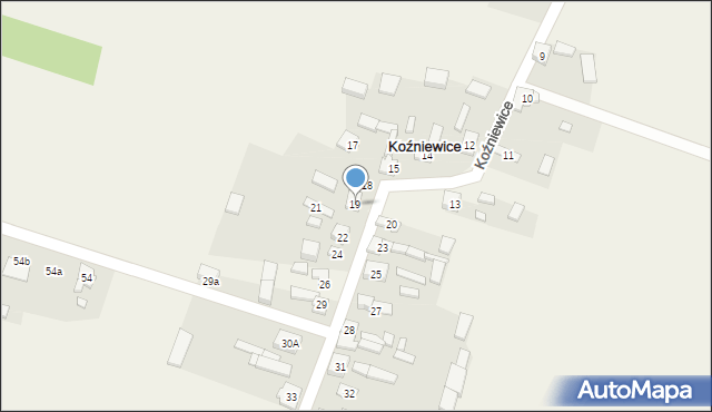 Koźniewice, Koźniewice, 19, mapa Koźniewice