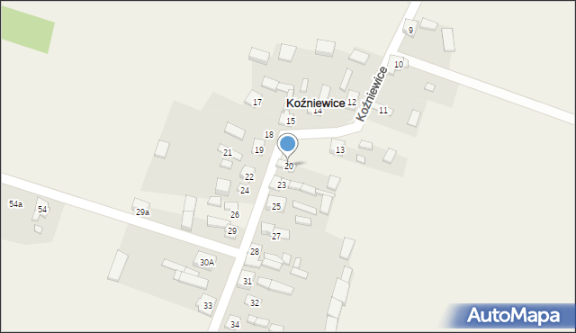 Koźniewice, Koźniewice, 20, mapa Koźniewice