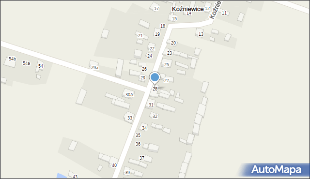 Koźniewice, Koźniewice, 28, mapa Koźniewice