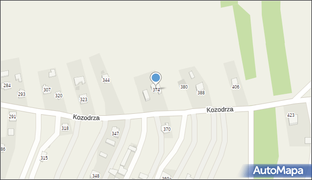 Kozodrza, Kozodrza, 374, mapa Kozodrza