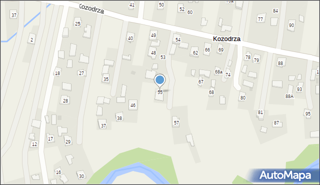 Kozodrza, Kozodrza, 55, mapa Kozodrza